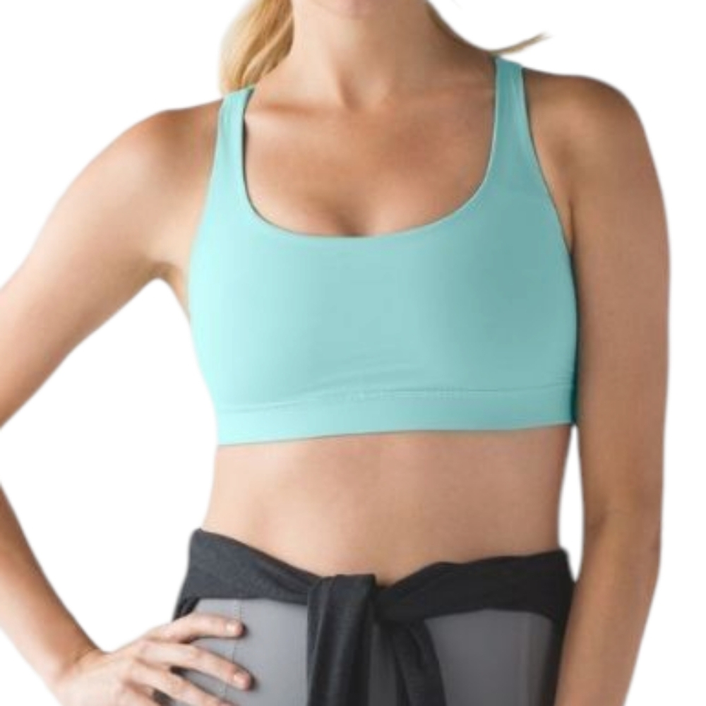 Blue and Gray Racerback Sports Bra with Scoop Neckline